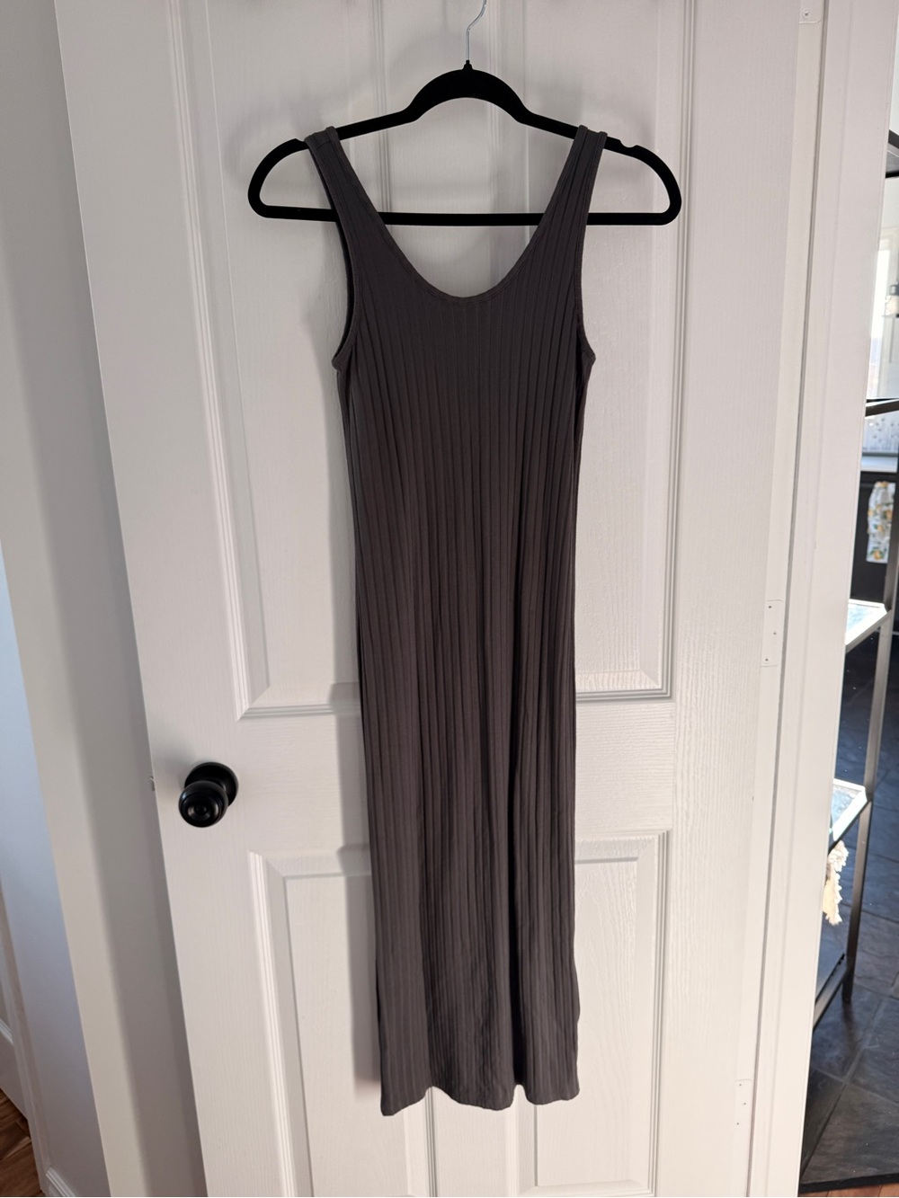 H&M Sleeveless Ribbed Maxi Dress in Charcoal
